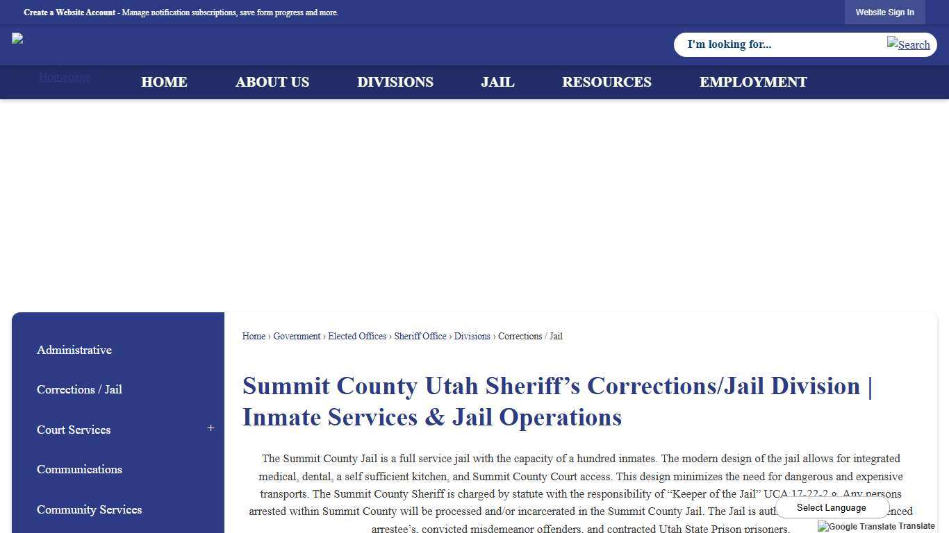 Summit County Utah Sheriff’s Corrections/Jail Division | Inmate Services & Jail Operations | Summit County, UT - Official Website