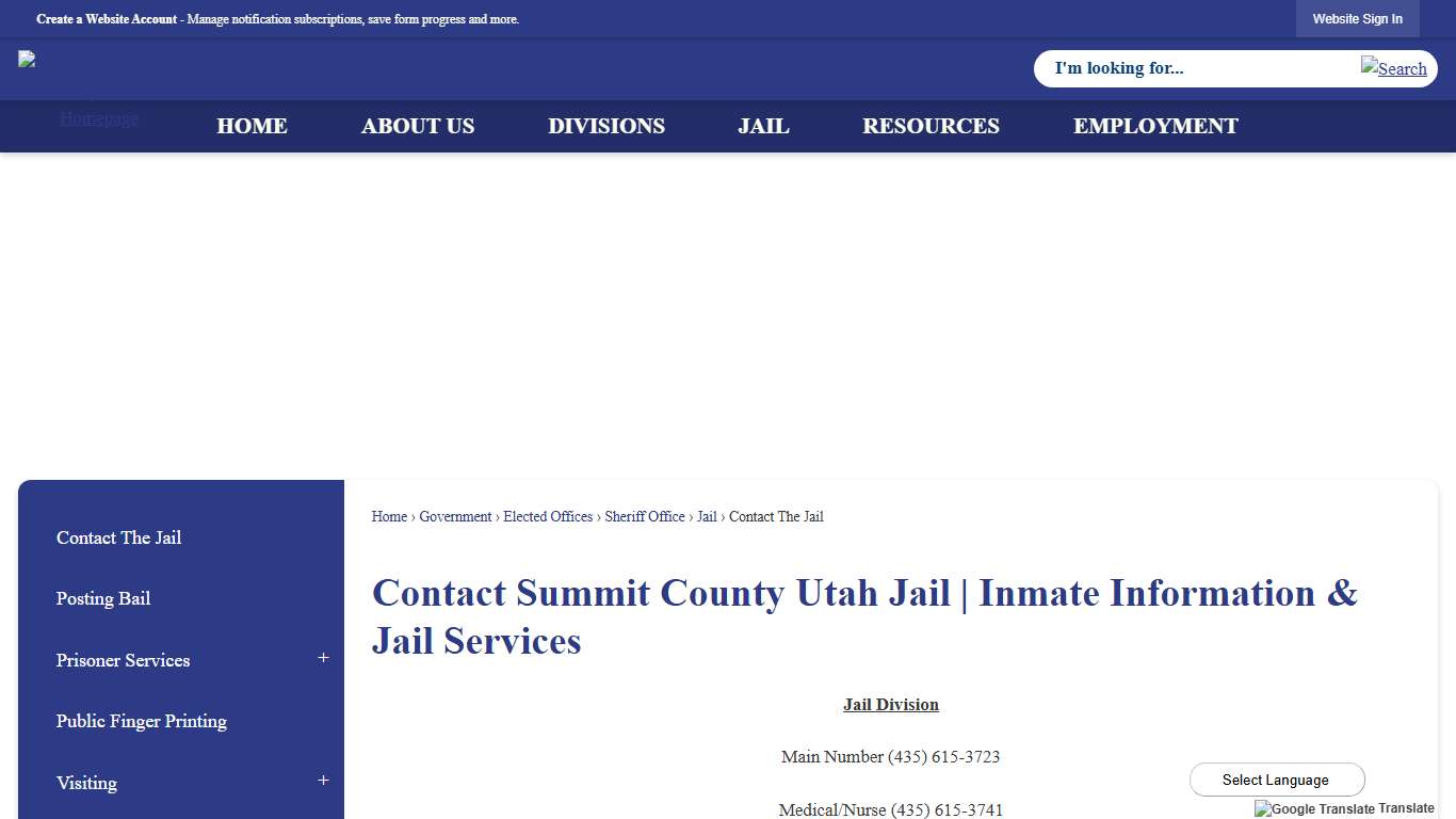 Contact Summit County Utah Jail | Inmate Information & Jail Services | Summit County, UT - Official Website